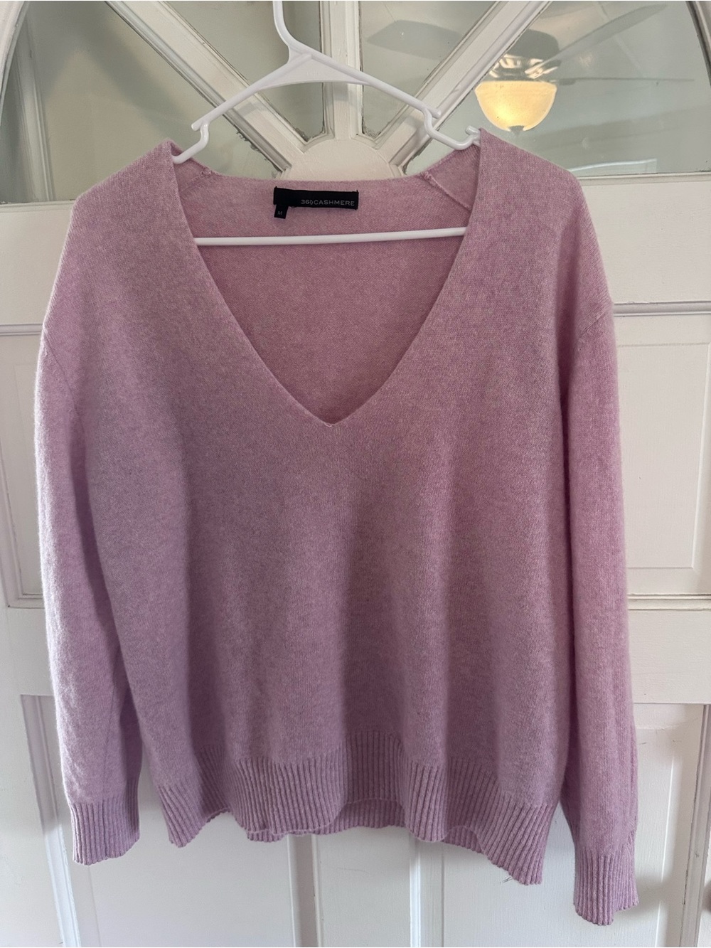 360 Cashmere Lilac V-Neck Cashmere Blend Sweater